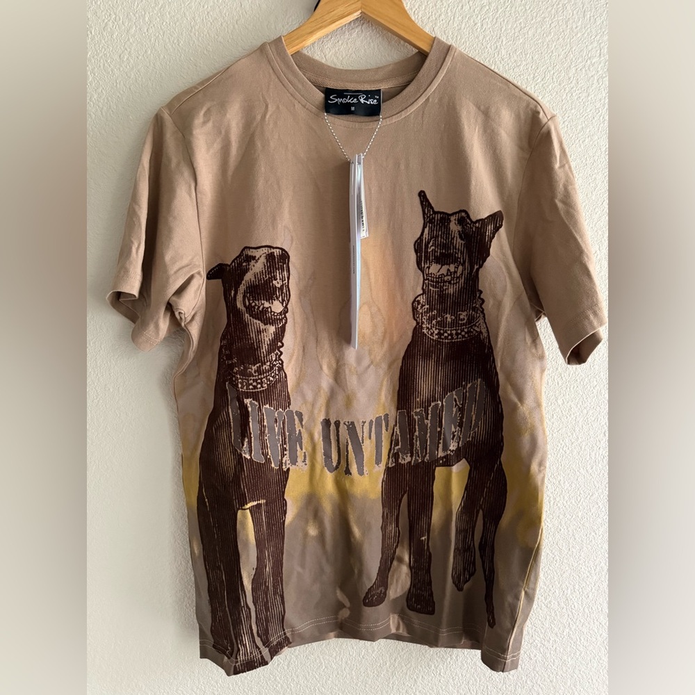 NWT Smoke Rise Flocked Doberman Dogs Men’s T-shirt Size M